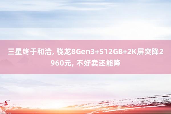 三星终于和洽, 骁龙8Gen3+512GB+2K屏突降2960元, 不好卖还能降